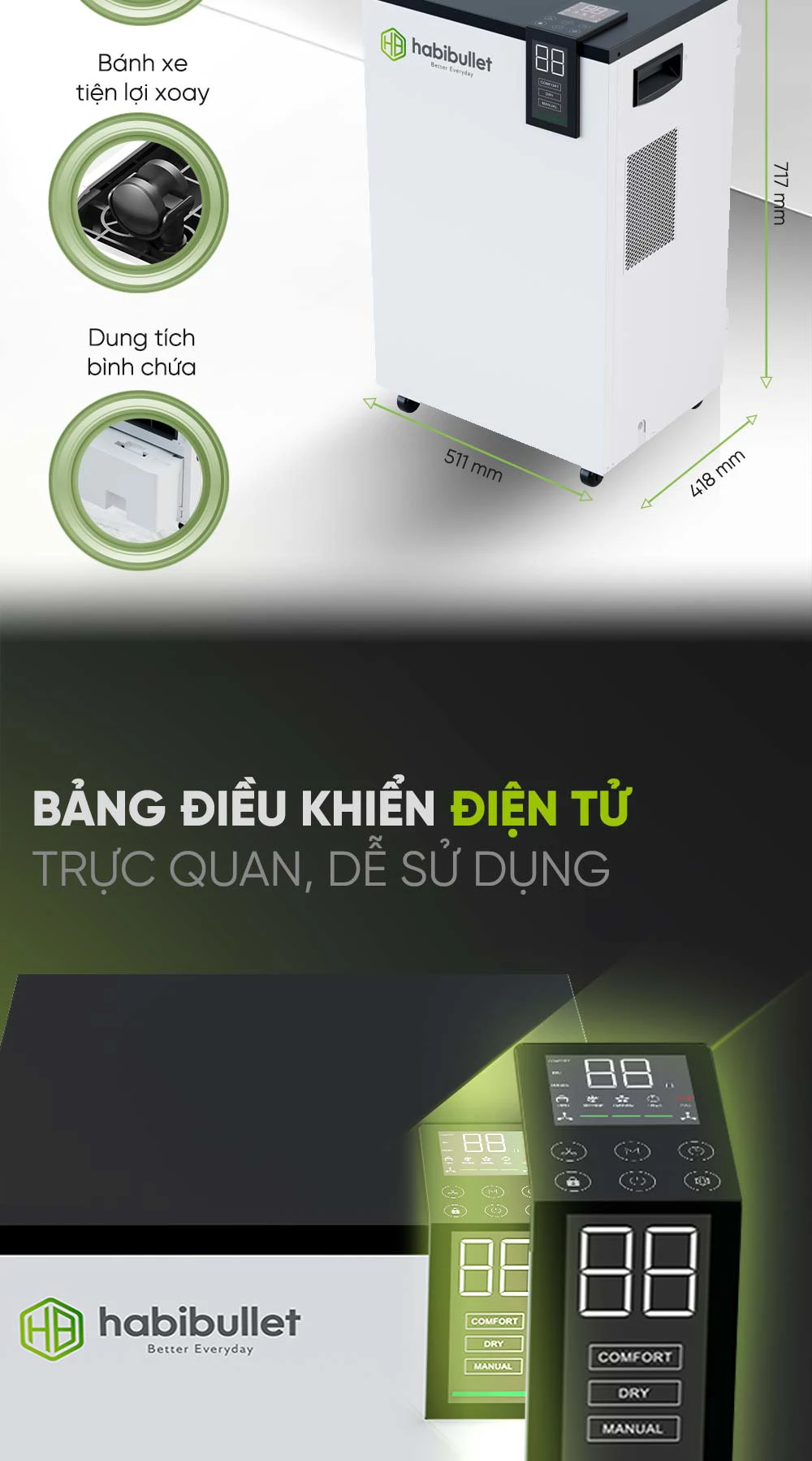 Máy hút ẩm Habibullet UltraDry AHB-6025 60 lít/ngày BH245146 3